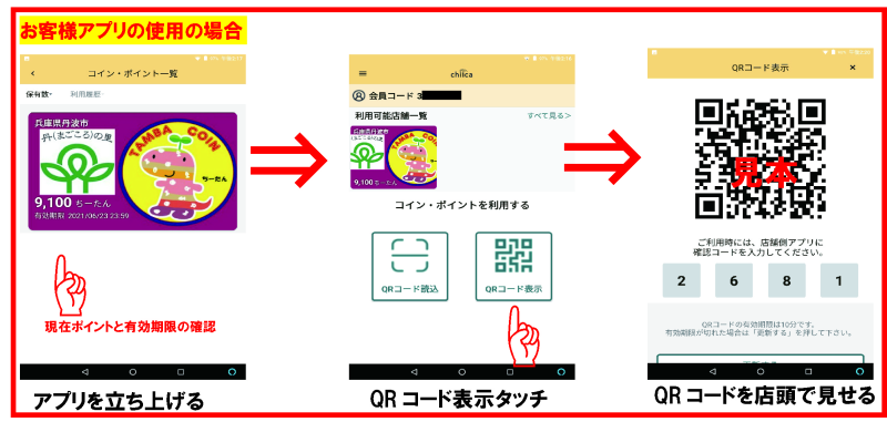 地域通貨QRコード決済「たんばコイン」消費者の皆様へのご案内  たん 